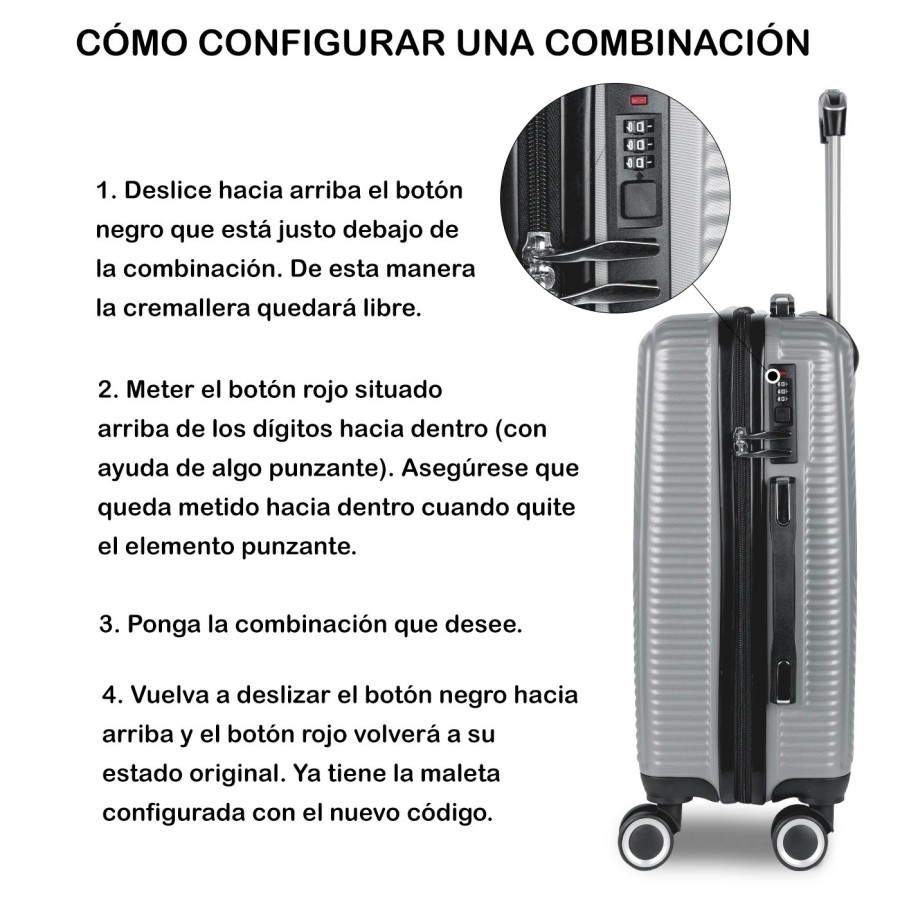 Maleta de Viaje de Cabina, Mediana, Grande 100ABS, 4 Ruedas Giratorias